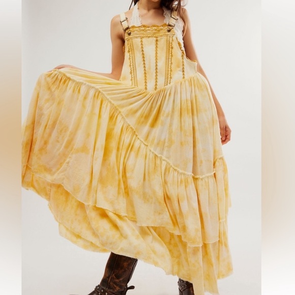 NWT Free People Bali Devon Skirtall - Italian straw / gold - S - Picture 2 of 10